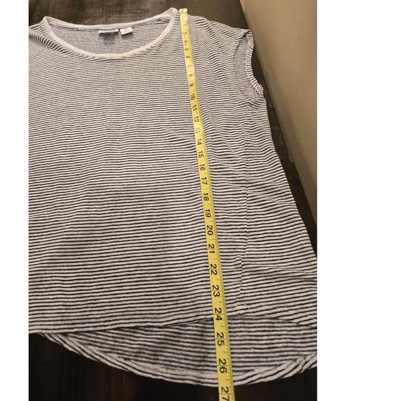 Nicole Miller Linen Knit Cap Sleeve Lightweight Nautical Asymmetrical Top XL - Picture 6 of 6